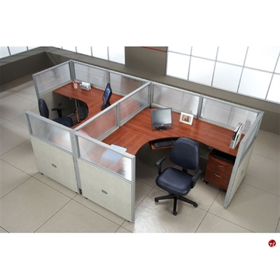 Picture of 2 Person L Shape Office Desk Cubicle Cluster Workstation