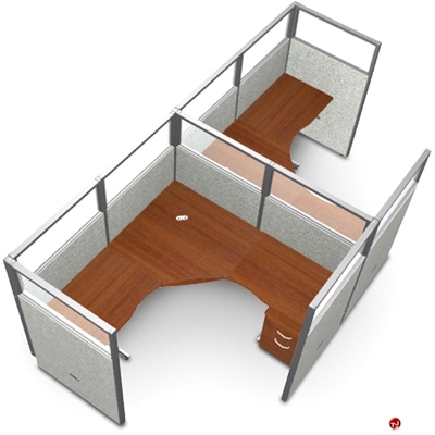 Picture of 2 Person L Shape Office Desk Cubicle Cluster Workstation