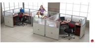 Picture of 3 Person L Shape Office Desk Cubicle Cluster Workstation