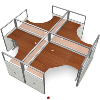 Picture of 4 Person L Shape Office Desk Cubicle Cluster Workstation