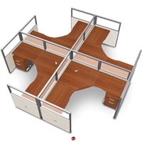 Picture of 4 Person L Shape Office Desk Cubicle Cluster Workstation