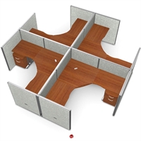 Picture of 4 Person L Shape Office Desk Cubicle Cluster Workstation