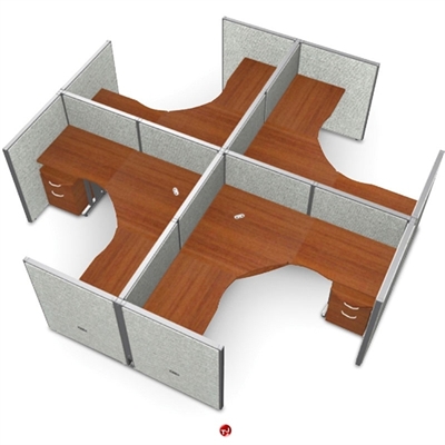 Picture of 4 Person L Shape Office Desk Cubicle Cluster Workstation