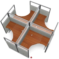 Picture of 4 Person L Shape Office Desk Cubicle Cluster Workstation