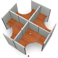 Picture of 4 Person L Shape Office Desk Cubicle Cluster Workstation