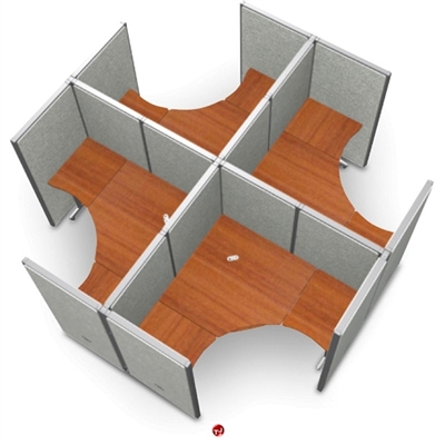 Picture of 4 Person L Shape Office Desk Cubicle Cluster Workstation