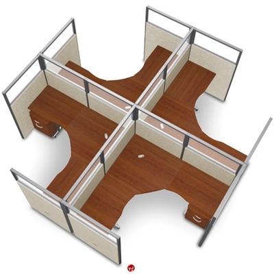 Picture of 4 Person L Shape Office Desk Cubicle Cluster Workstation