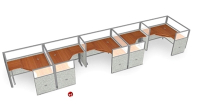 Picture of 5 Person L Shape Office Desk Cubicle Cluster Workstation