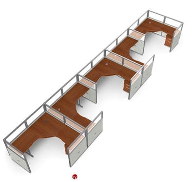 Picture of 5 Person L Shape Office Desk Cubicle Cluster Workstation