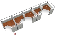 Picture of 5 Person L Shape Office Desk Cubicle Cluster Workstation