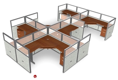 Picture of 6 Person L Shape Office Desk Cubicle Cluster Workstation