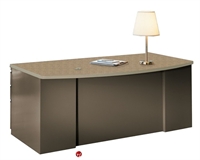 Picture of 66"W Steel Bowfront Single Pedestal Office Desk Workstation