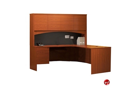 Picture of 72" Laminate L Shape Office Desk Workstation, Overhead Storage