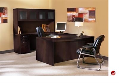 Picture of 72" U Shape Laminate Office Desk Workstation, Overhead Storage