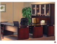 Picture of Contemporary Veneer U Shape Office Desk Workstation, Overhead Storage