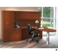 Picture of Peninsula L Shape D-Top Office Desk, Overhead Storage