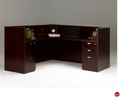 Picture of Veneer 72" L Shape Reception Desk Workstation