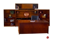 Picture of Veneer Executive Office Desk Workstation,Kneespace Overhead Storage, Bookcase