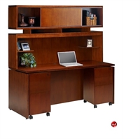 Picture of Veneer Kneespace Storage Credenza, Overhead Hutch