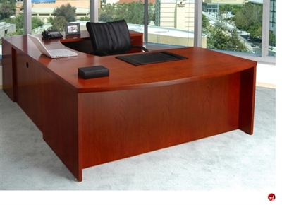 Picture of Veneer L Shape 72" Bowfront Office Desk Workstation