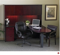 Picture of Veneer L Shape D Top Bullet Office Desk Workstation, Overhead Storage