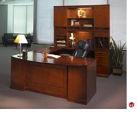 Picture of Veneer U Shape Bowfront Office Desk Workstation,Overhead Storage