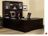 Picture of Veneer U Shape Bowfront Office Desk Workstation,Overhead Storage