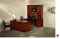 Picture of Veneer U Shape Office Desk Workstation,Overhead Storage