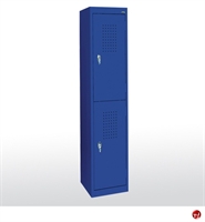 Picture of Welded Steel 30" Two Tier Compartment Storage Locker, 15" x 18" x 66"