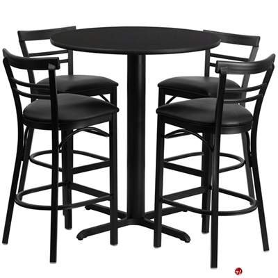 Picture of Cafeteria Dining 24" Round Bar Table with 4 Metal Barstool Chairs