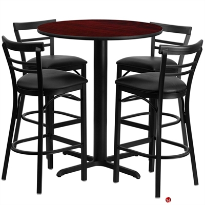 Picture of Cafeteria Dining 24" Round Bar Table with 4 Metal Barstool Chairs