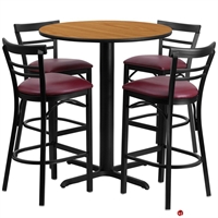 Picture of Cafeteria Dining 24" Round Bar Table with 4 Metal Barstool Chairs