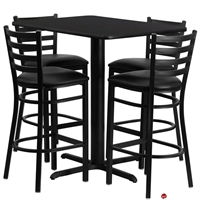 Picture of Cafeteria Dining 24" x 42" Bar Table with 4 Metal Barstool Chairs