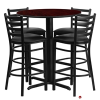 Picture of Cafeteria Dining 30" Round Bar Table with 4 Metal Barstool Chairs