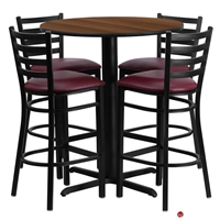 Picture of Cafeteria Dining 30" Round Bar Table with 4 Metal Barstool Chairs