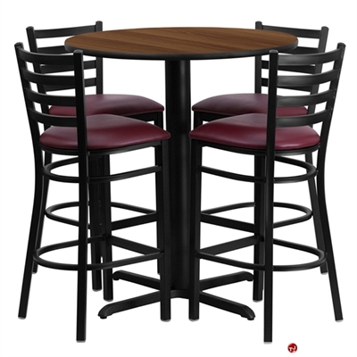 Picture of Cafeteria Dining 30" Round Bar Table with 4 Metal Barstool Chairs