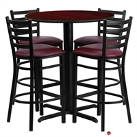 Picture of Cafeteria Dining 30" Round Table with 4 Guest Side Metal Chairs