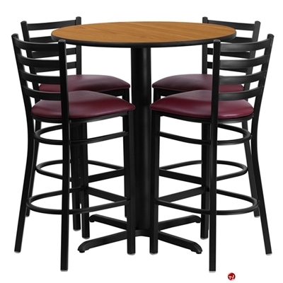 Picture of Cafeteria Dining 30" Round Table with 4 Guest Side Metal Chairs