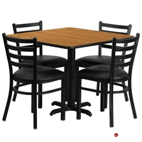 Picture of Cafeteria Dining 36" Square Table with 4 Banquet Guest Side Metal Chairs