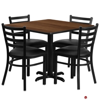 Picture of Cafeteria Dining 36" Square Table with 4 Banquet Guest Side Metal Chairs