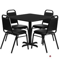 Picture of Cafeteria Dining 36" Square Table with 4 Banquet Guest Side Stack Chairs
