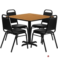 Picture of Cafeteria Dining 36" Square Table with 4 Banquet Guest Side Stack Chairs