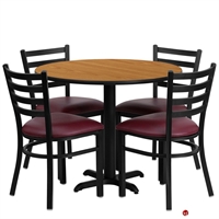 Picture of Cafeteria Dining 36" Table with 4 Banquet Guest Side Metal Chairs