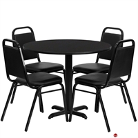 Picture of Cafeteria Dining 36" Table with 4 Banquet Guest Side Stack Chairs