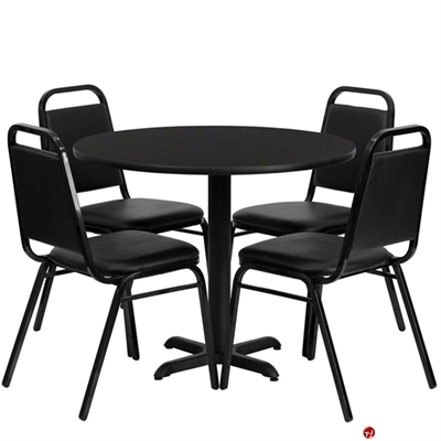 Picture of Cafeteria Dining 36" Table with 4 Banquet Guest Side Stack Chairs