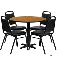 Picture of Cafeteria Dining 36" Table with 4 Banquet Guest Side Stack Chairs