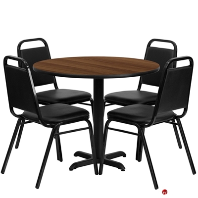 Picture of Cafeteria Dining 36" Table with 4 Banquet Guest Side Stack Chairs