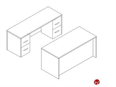 Picture of TRIA Double Pedestal 72" Desk, Kneespace Credenza