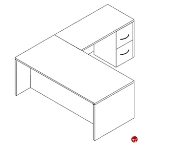 Picture of TRIA L Shape 72" Veneer Office Desk Workstation