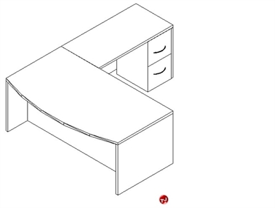 Picture of TRIA L Shape Bowfront 72" Office Desk Workstation